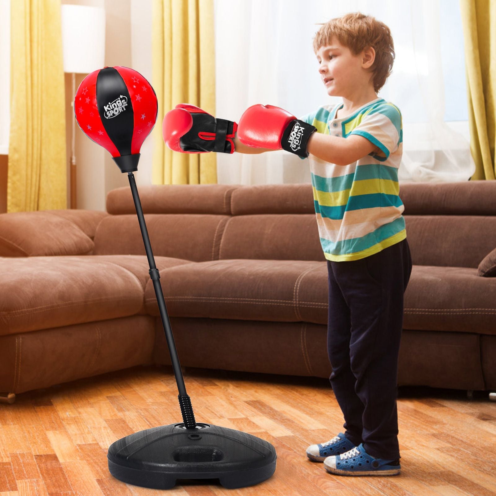 Kids Standing Punching Bag with Stand and Gloves