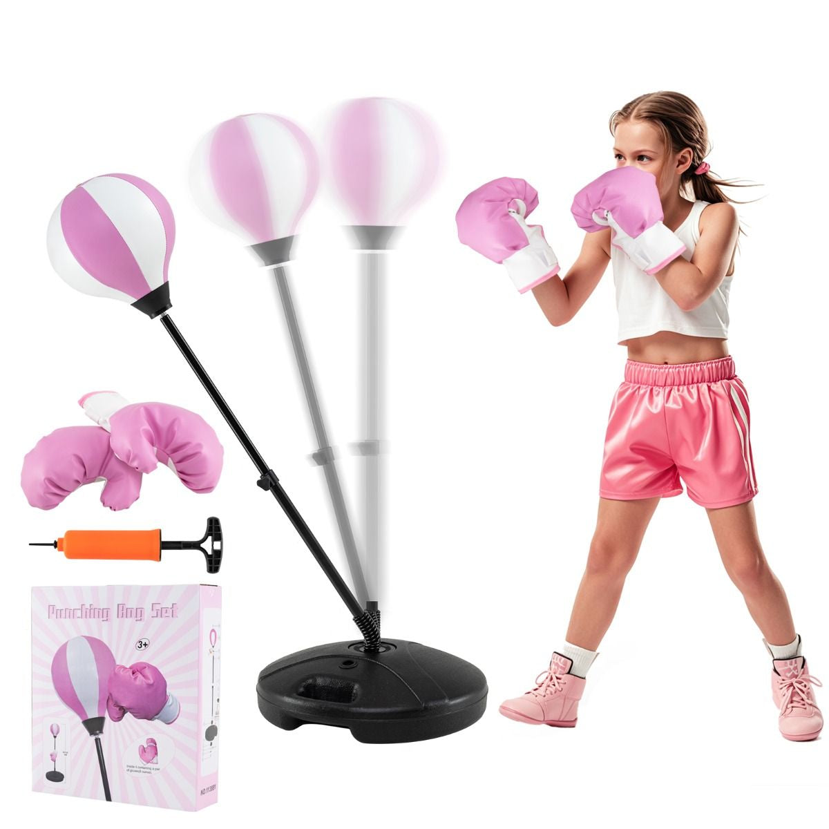 Kids Standing Punching Bag with Stand and Gloves