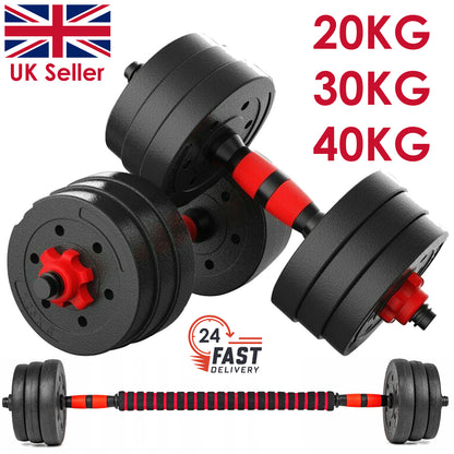 20/30/40Kg Dumbbell Barbell Weight Set Pair of Hand Weights Gym Fitness Workout