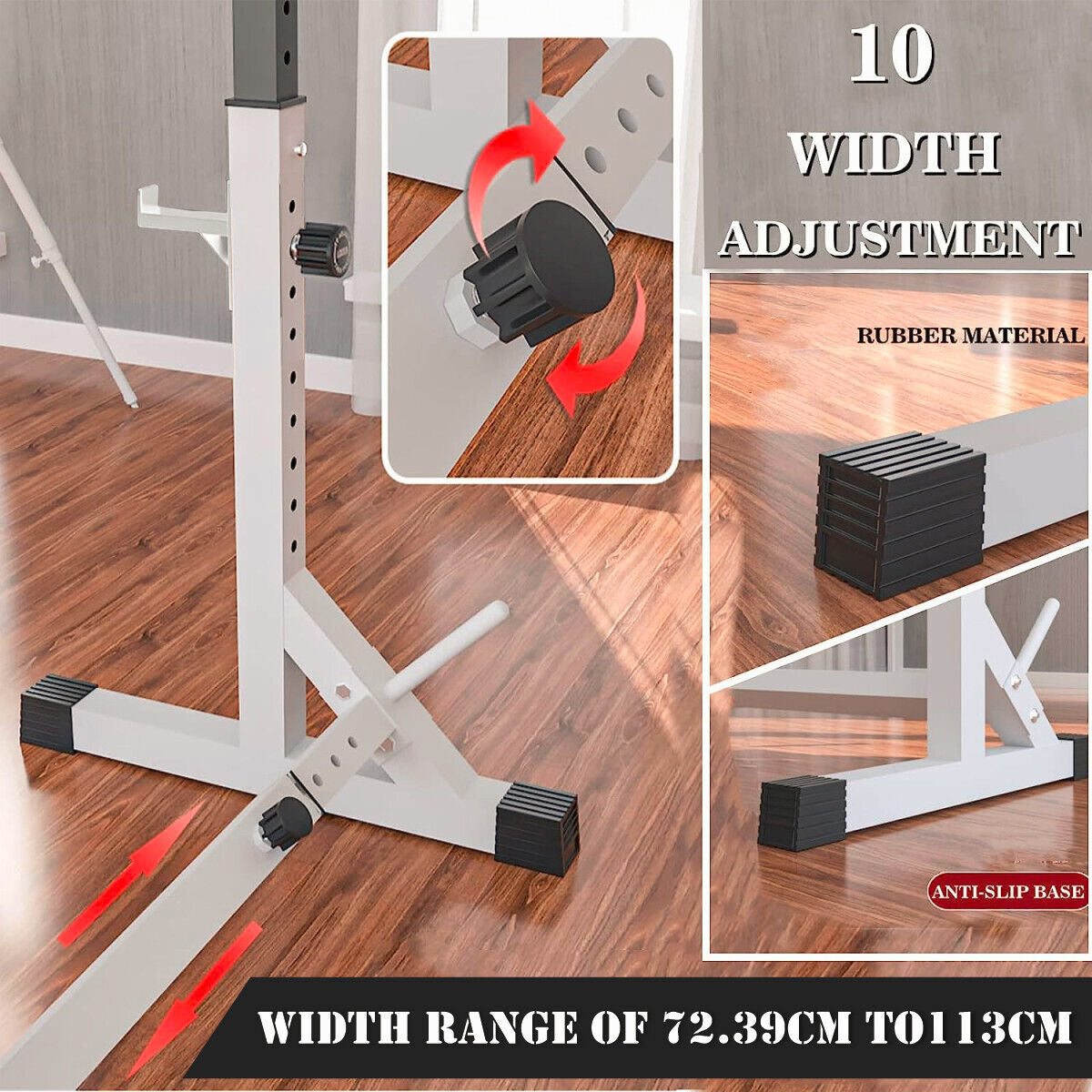 Adjustable Barbell Rack Squat Stand Pair Weight Lifting Bench Press Home Gym UK