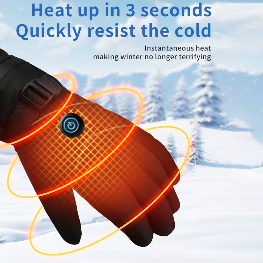 Outdoor Winter Gloves Hand Warmer DC Rechargeable Heated Gloves Touchscreen Waterproof Thermal Gloves for Women Men Ski Hiking