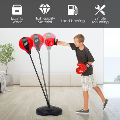 Kids Standing Punching Bag with Stand and Gloves