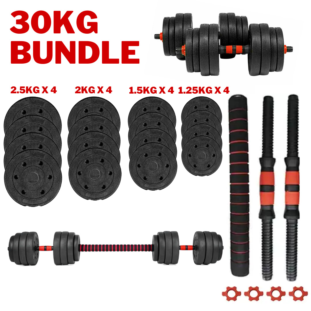 Exersci 20Kg/30Kg/40Kg Adjustable Dumbbell & Barbell Set