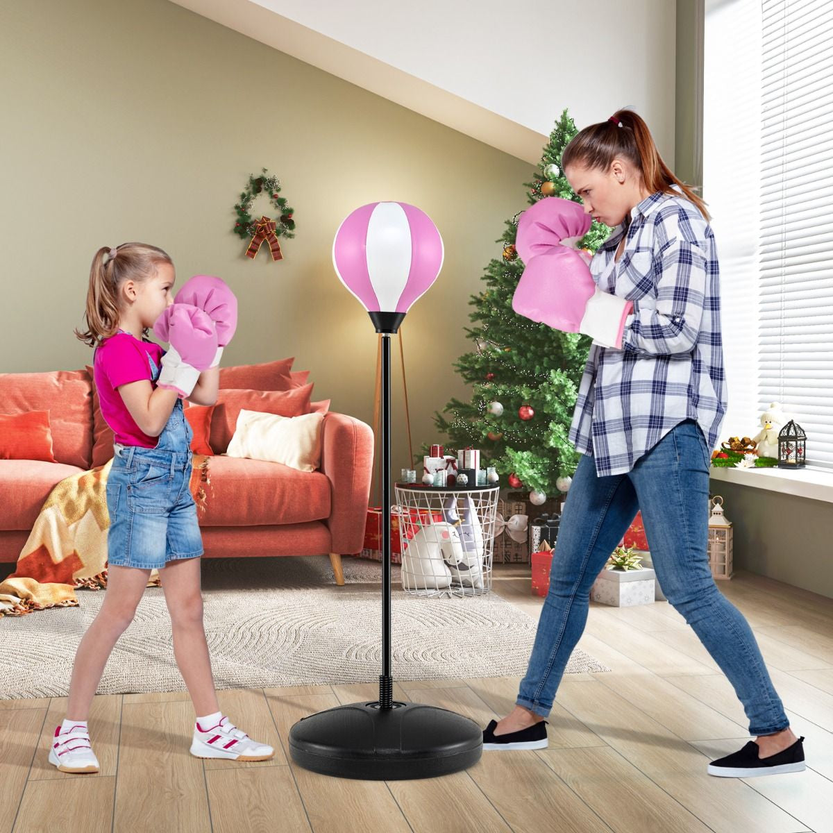 Kids Standing Punching Bag with Stand and Gloves