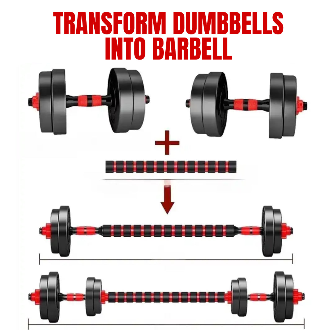 Exersci 20Kg/30Kg/40Kg Adjustable Dumbbell & Barbell Set