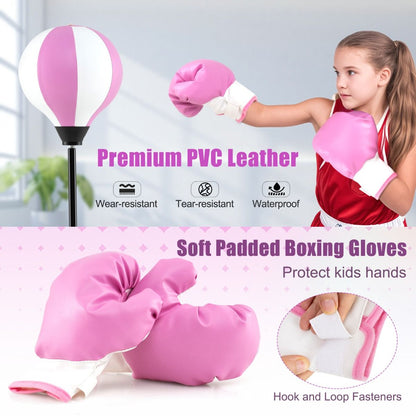 Kids Standing Punching Bag with Stand and Gloves