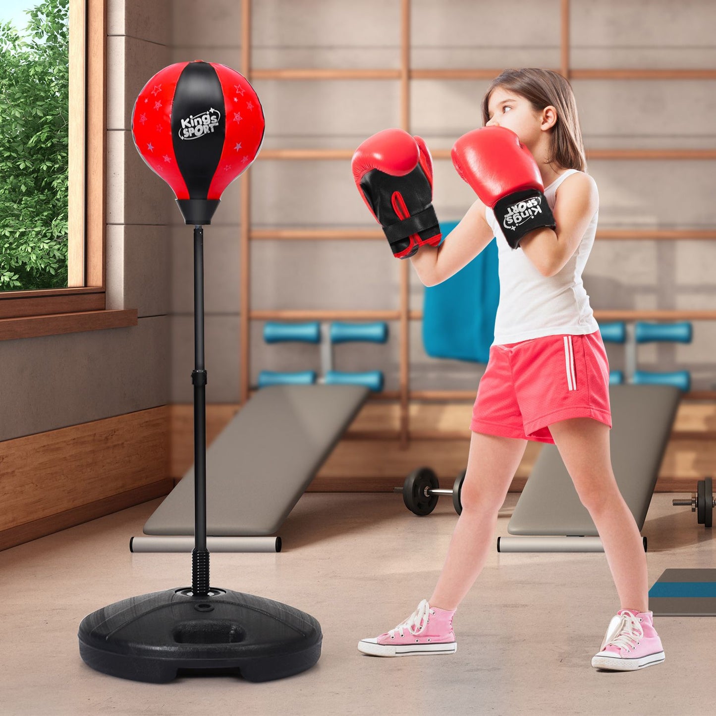 Kids Standing Punching Bag with Stand and Gloves