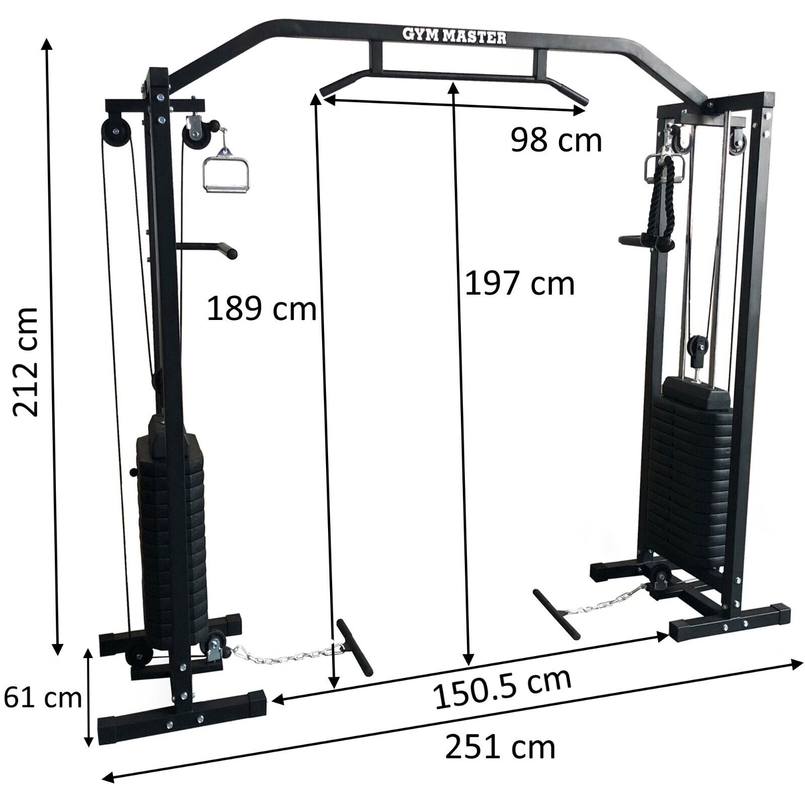 GYM MASTER 180Kg Cable Crossover Machine Equipment Pull up Multi Station Cage