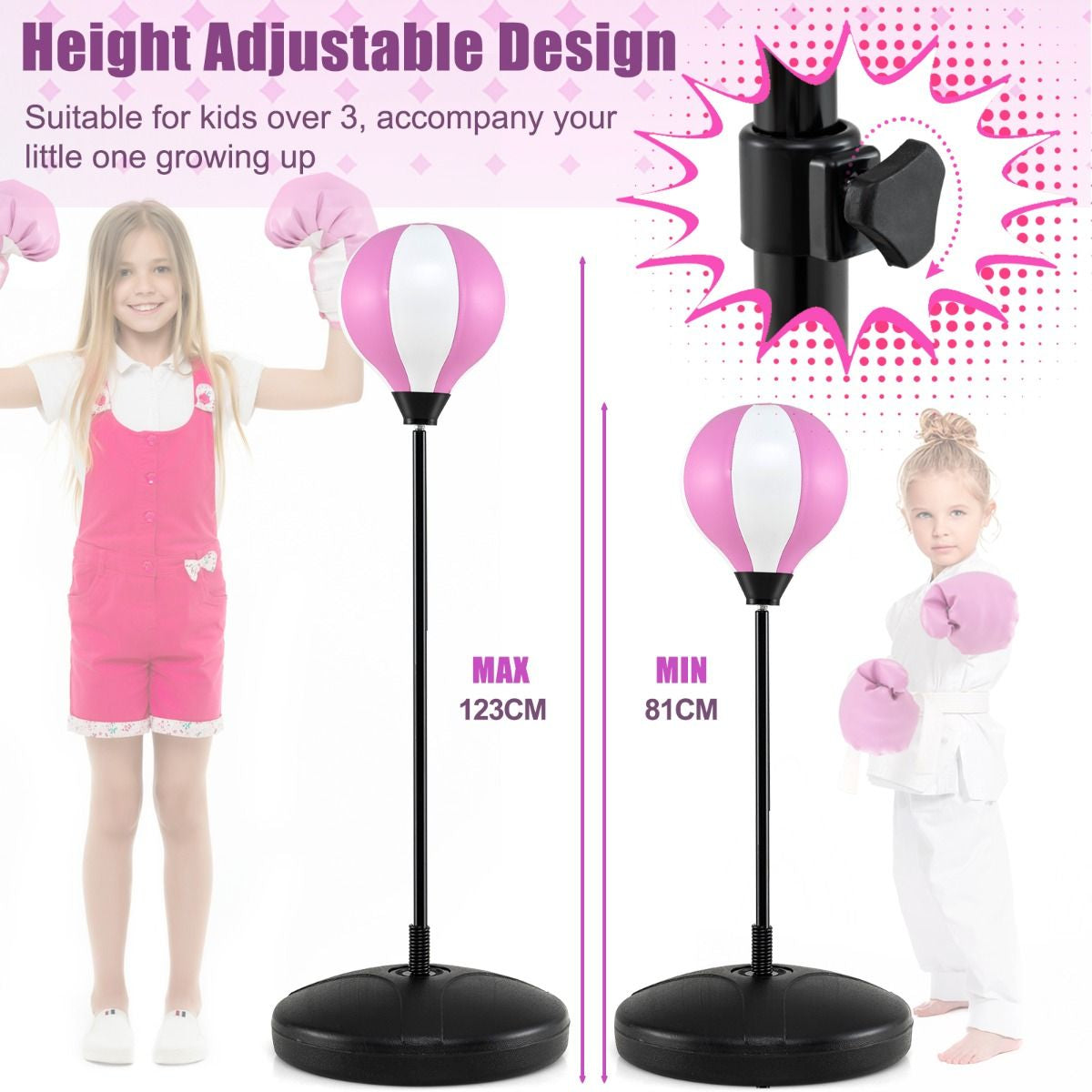 Kids Standing Punching Bag with Stand and Gloves