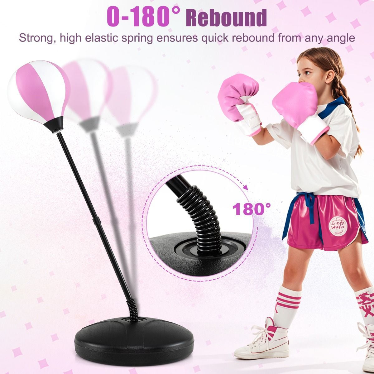 Kids Standing Punching Bag with Stand and Gloves