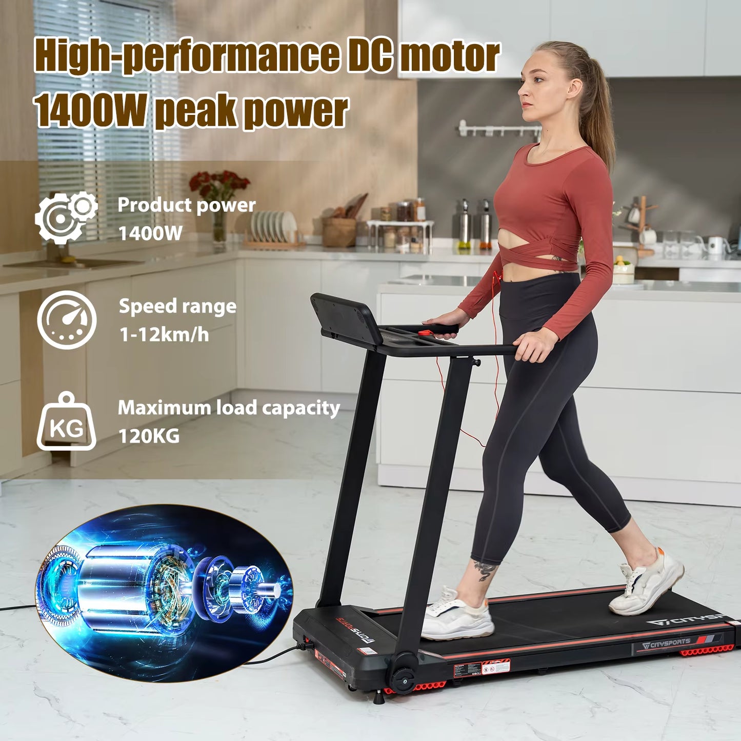 Folding Treadmill, Foldable Treadmill, Treadmills for Home, 2 in 1 Folding Portable Treadmill for Home Office